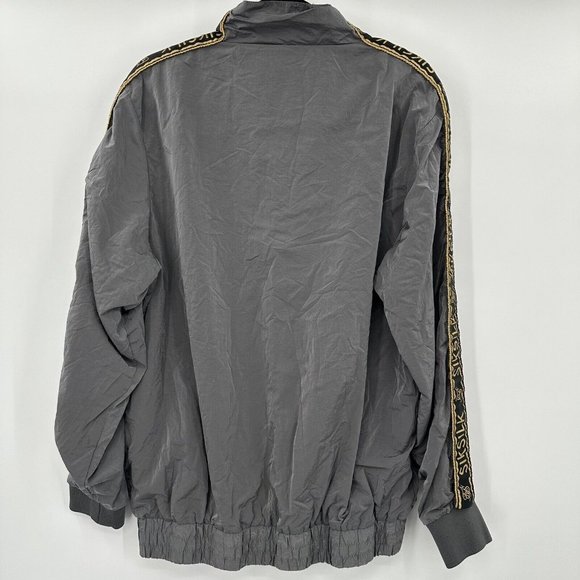 SIKSILK Gray Spellout‎ Stripe Nylon Quarter Zip Jacket Size Large - Picture 8 of 10